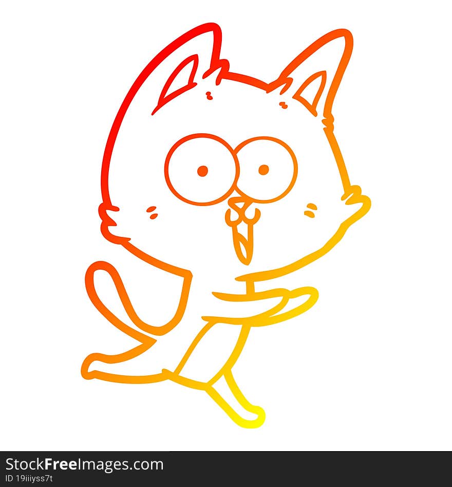 warm gradient line drawing funny cartoon cat