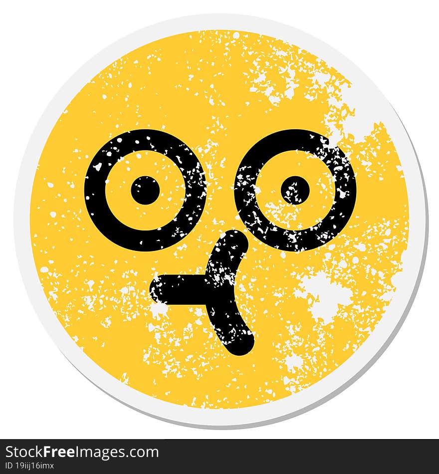 cute staring confused face circular sticker