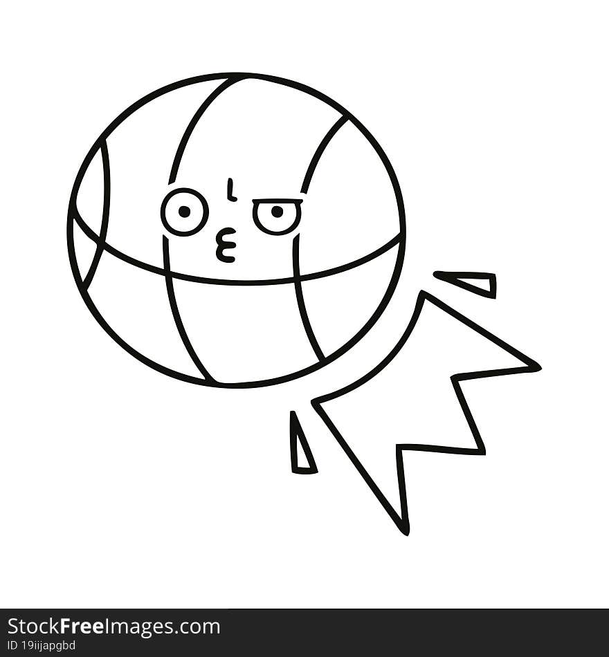 line drawing cartoon basketball