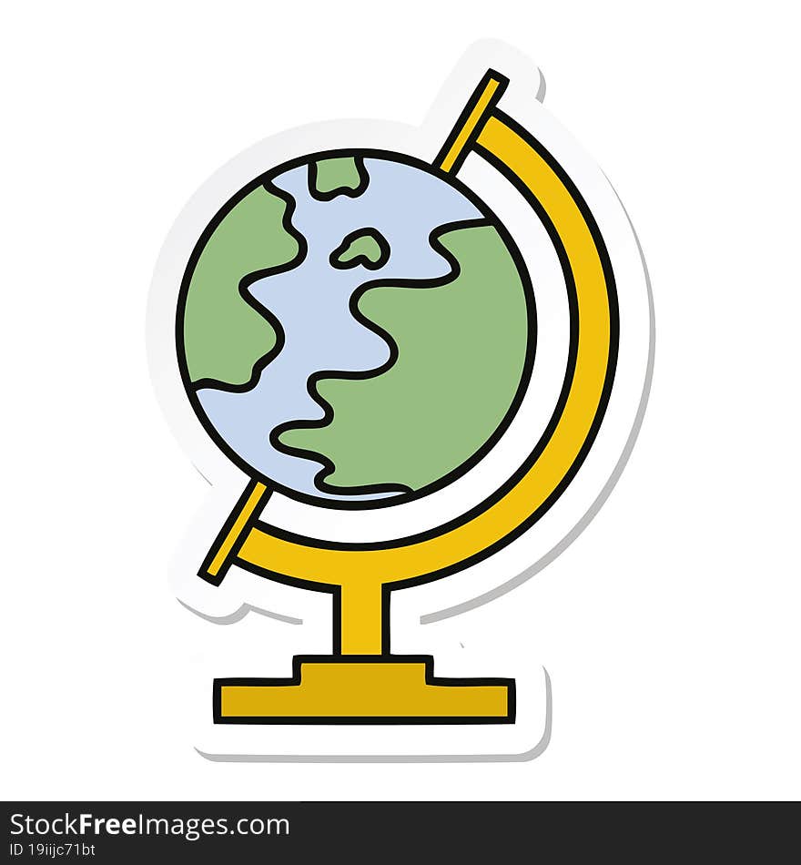 Sticker Of A Cute Cartoon World Globe