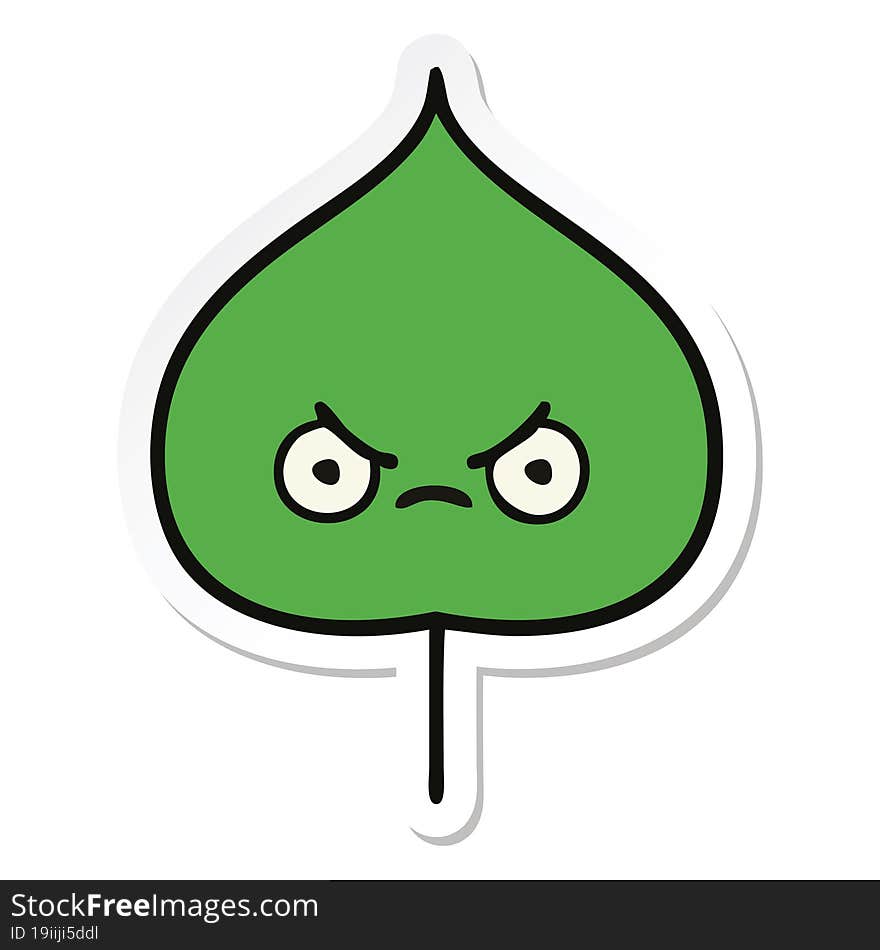 sticker of a cute cartoon expressional leaf