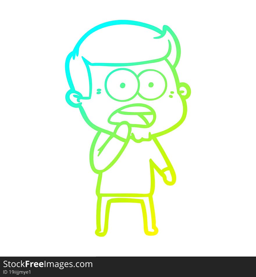 cold gradient line drawing cartoon shocked man