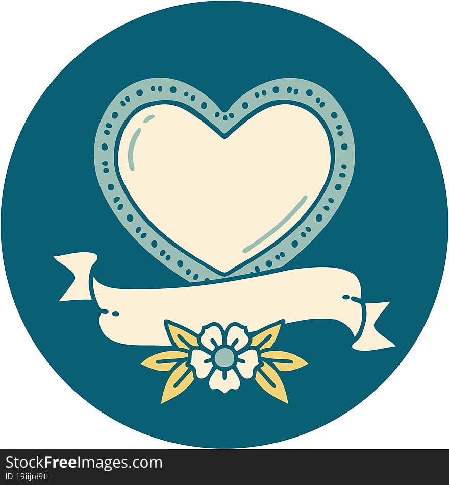 Tattoo Style Icon Of A Heart And Banner