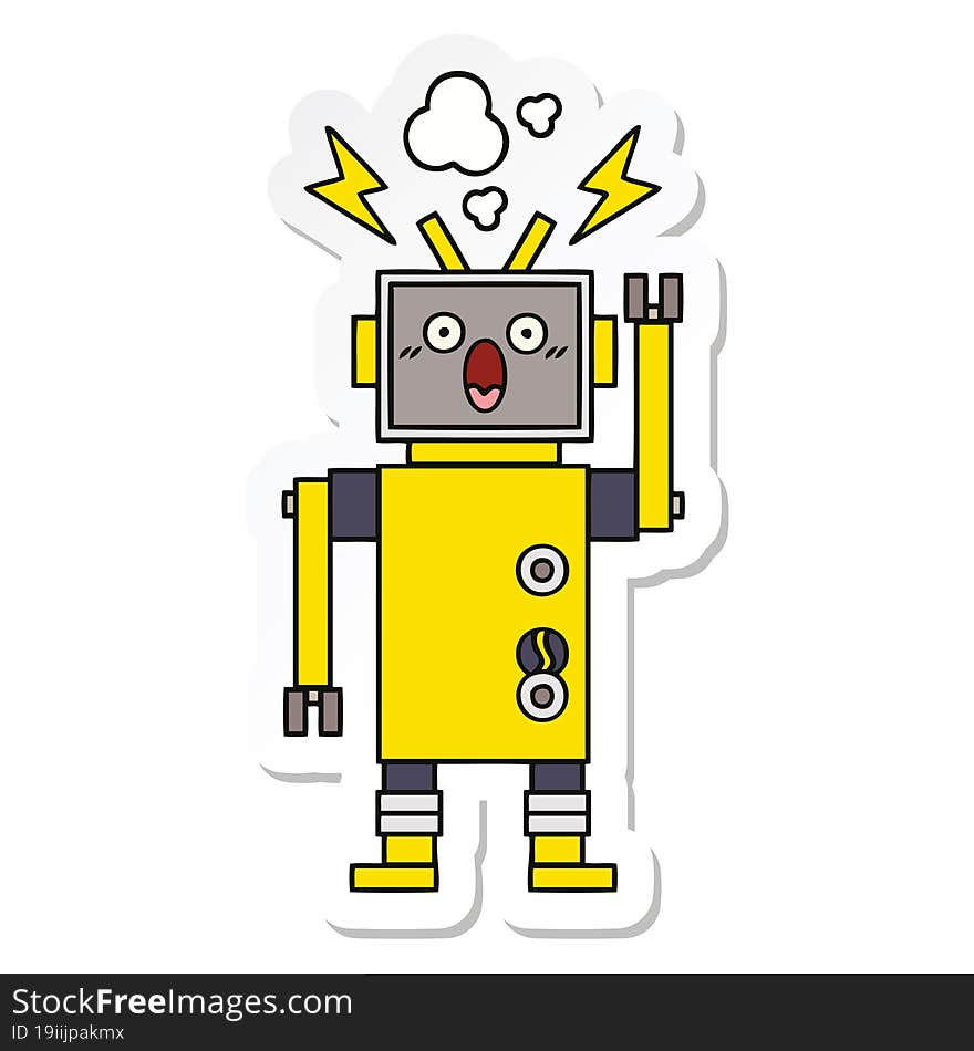 sticker of a cute cartoon robot