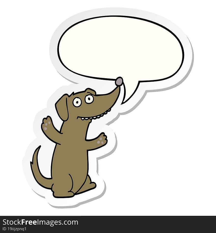 cartoon dog and speech bubble sticker