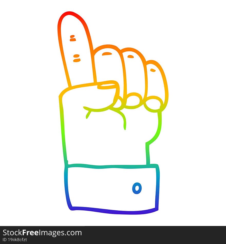 rainbow gradient line drawing cartoon pointing hand