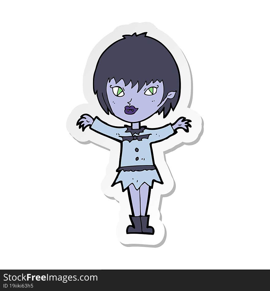 sticker of a cartoon vampire girl