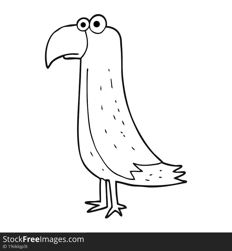 Black And White Cartoon Parrot