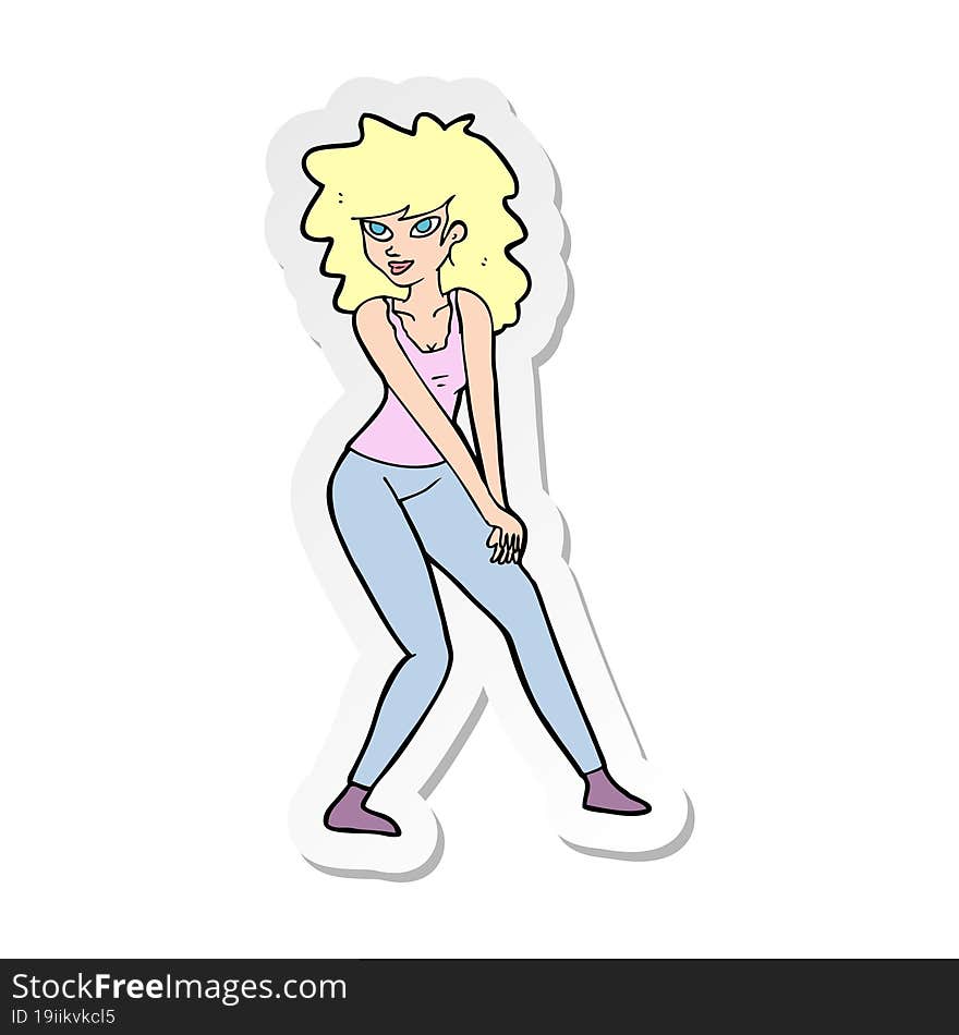 Sticker Of A Cartoon Woman Posing