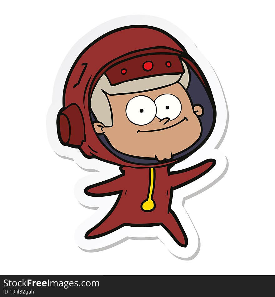 sticker of a happy astronaut cartoon