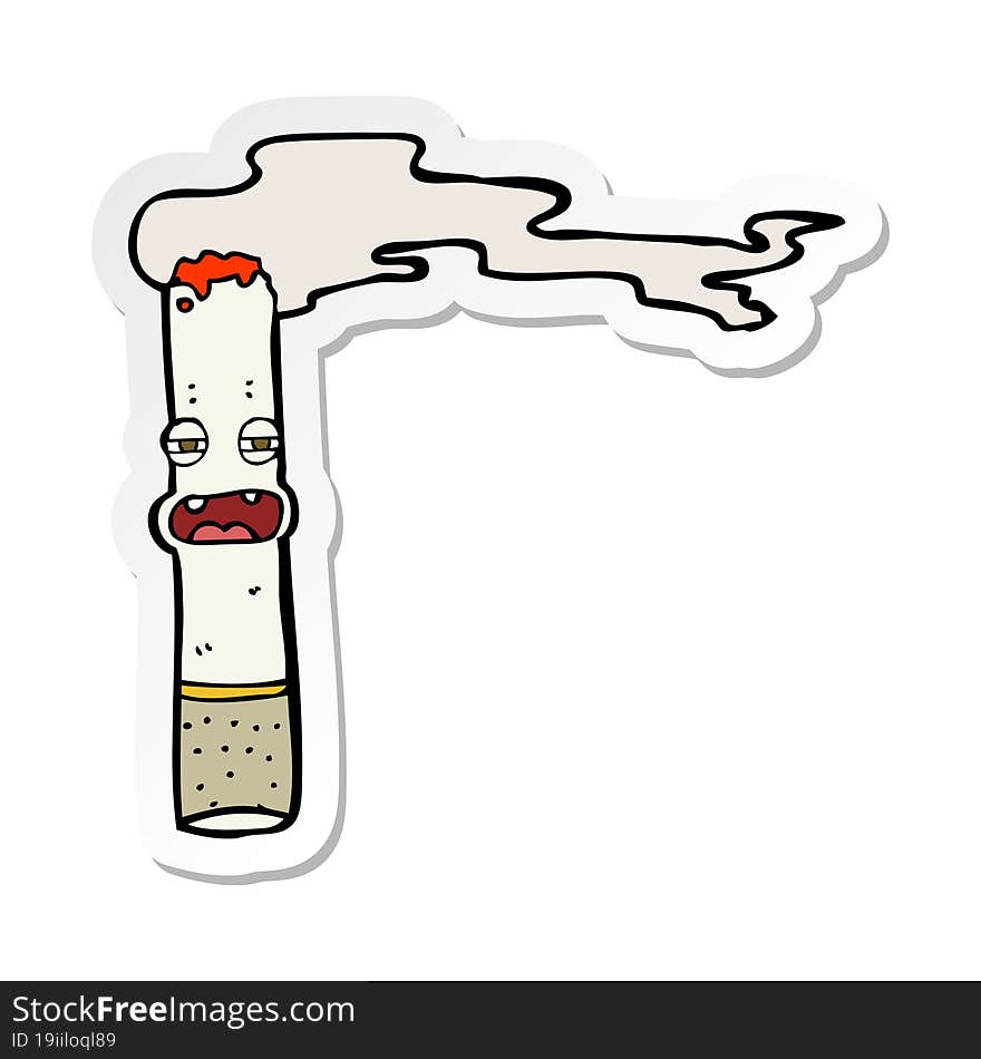 sticker of a cartoon cigarette character