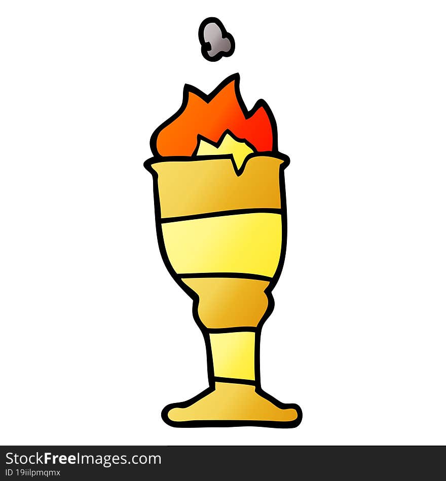 cartoon doodle flaming golden cup