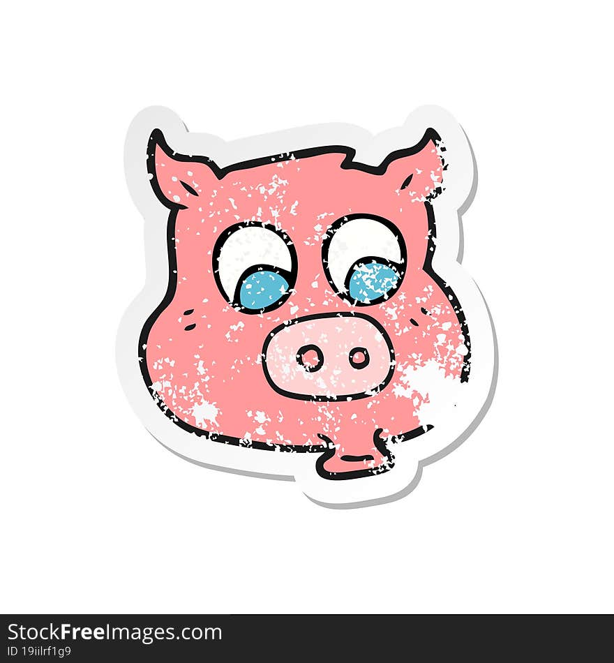 retro distressed sticker of a cartoon pig