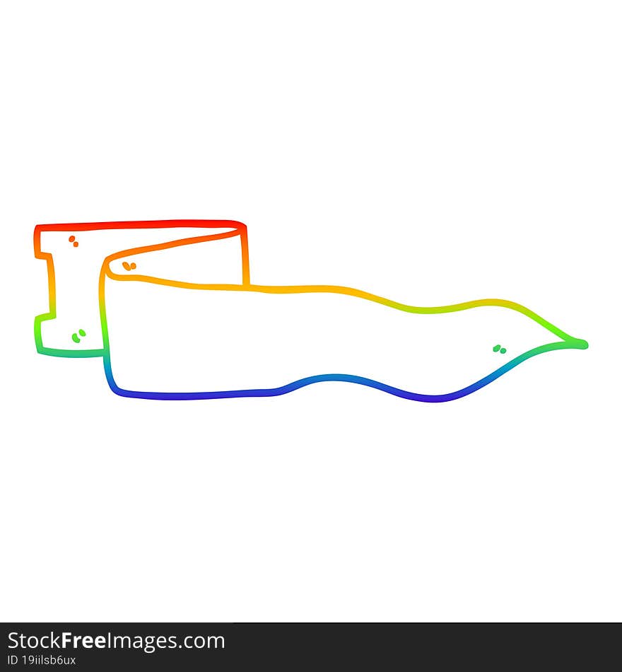 rainbow gradient line drawing of a cartoon waving banner