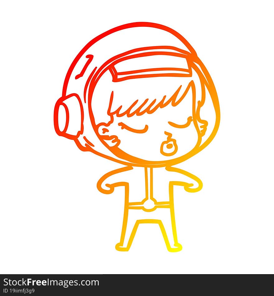 warm gradient line drawing cartoon pretty astronaut girl