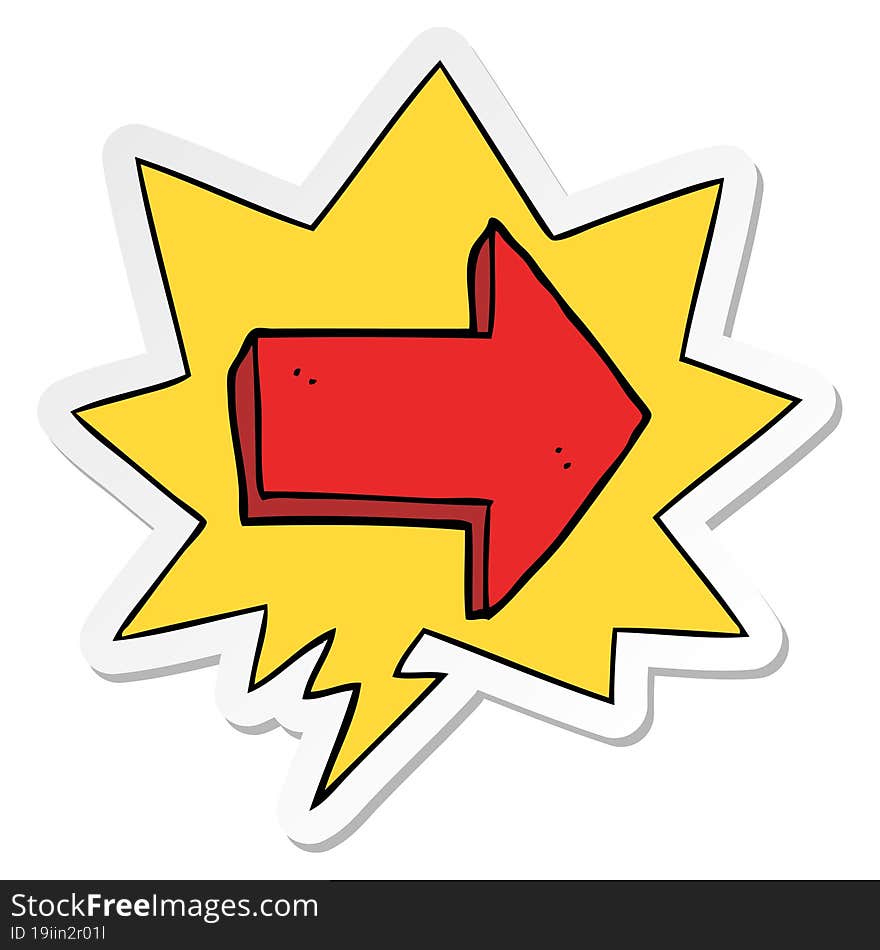 cartoon pointing arrow and speech bubble sticker