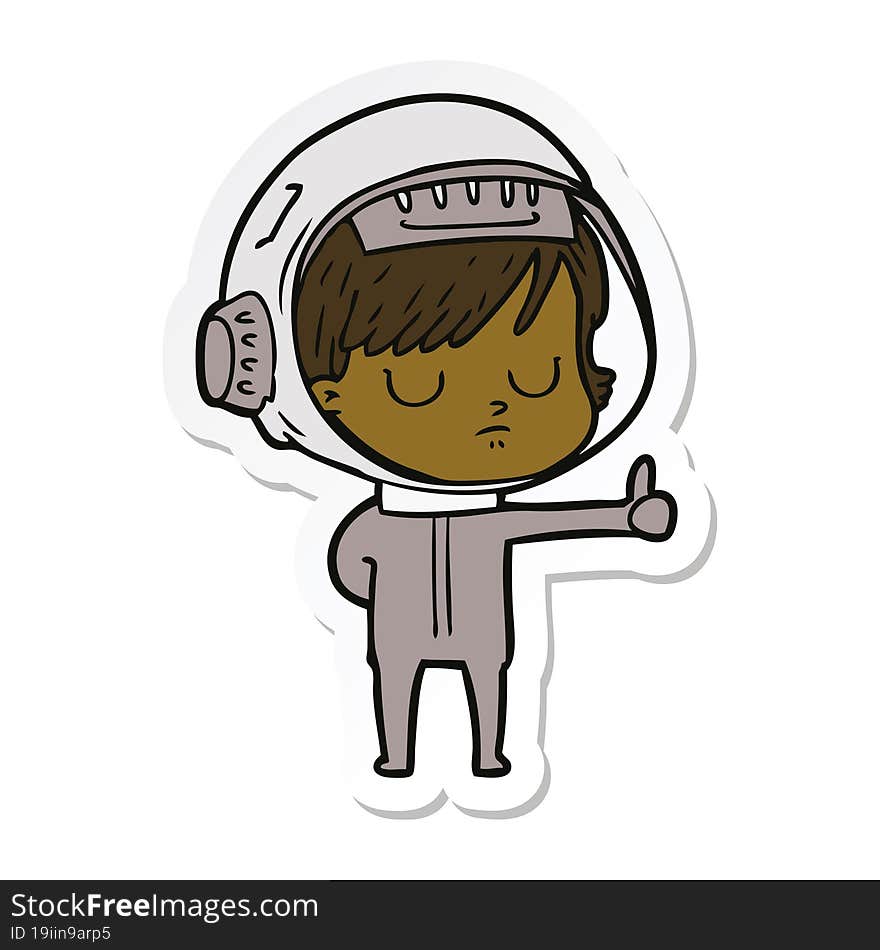 sticker of a cartoon astronaut woman