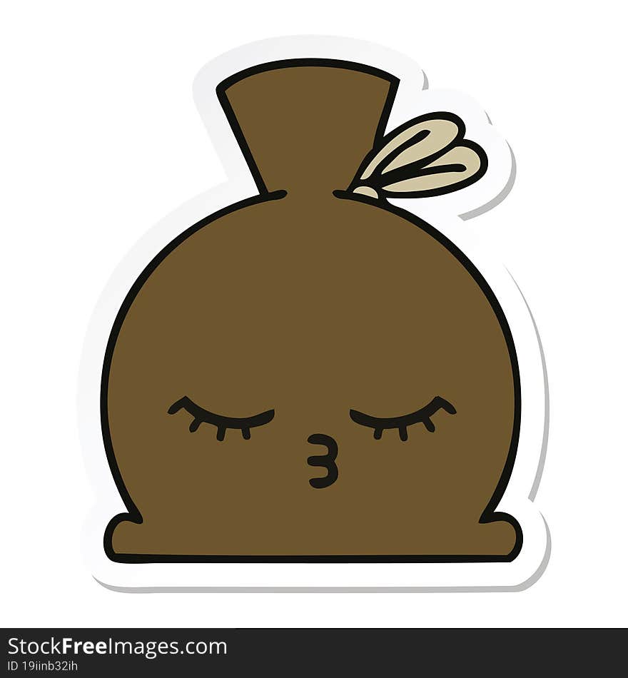 sticker of a cute cartoon sack