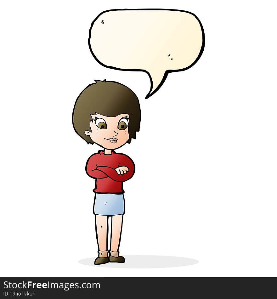 cartoon proud woman with speech bubble