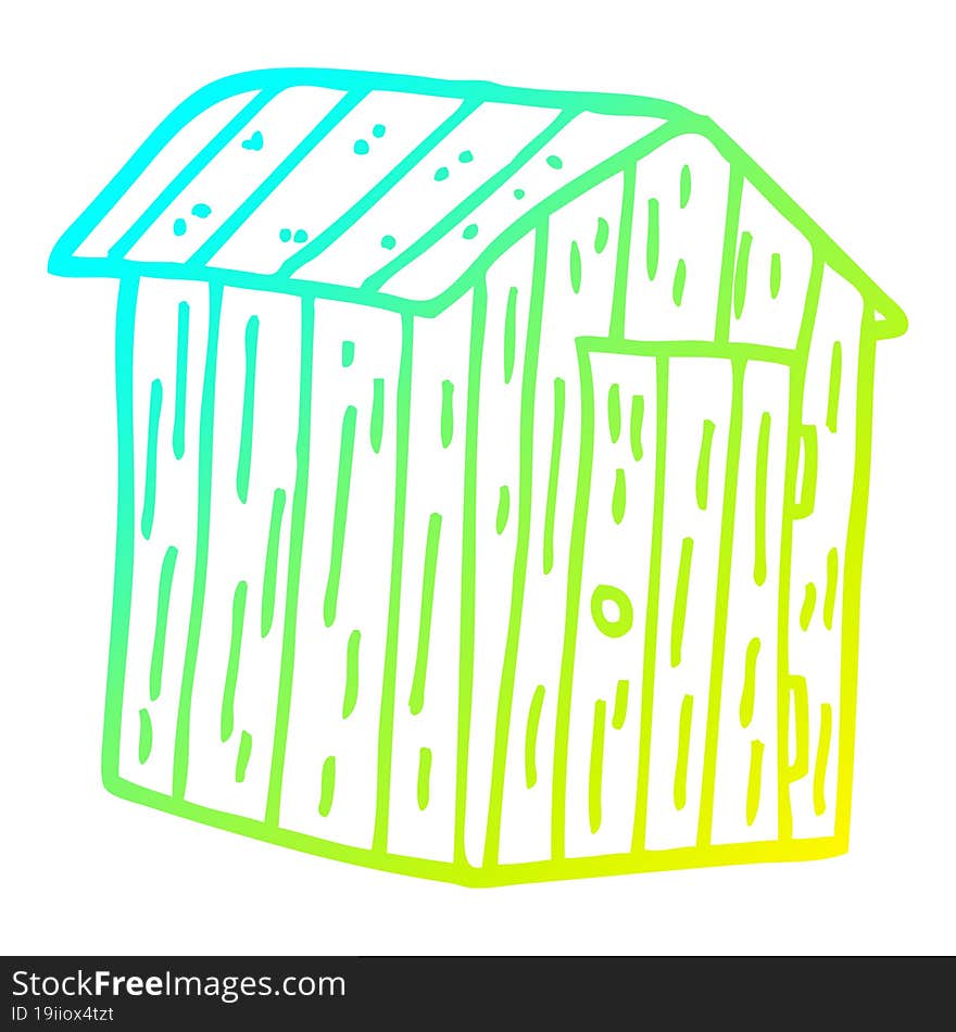 Cold Gradient Line Drawing Cartoon Wood Shed