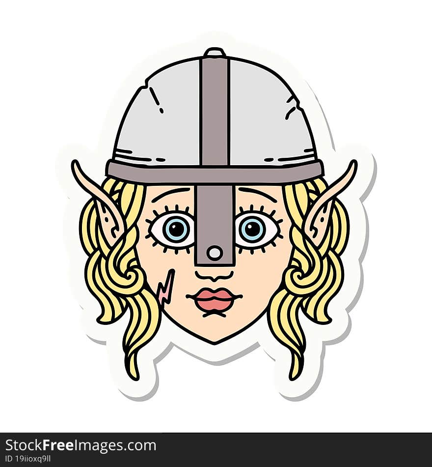 Elf Fighter Character Face Sticker