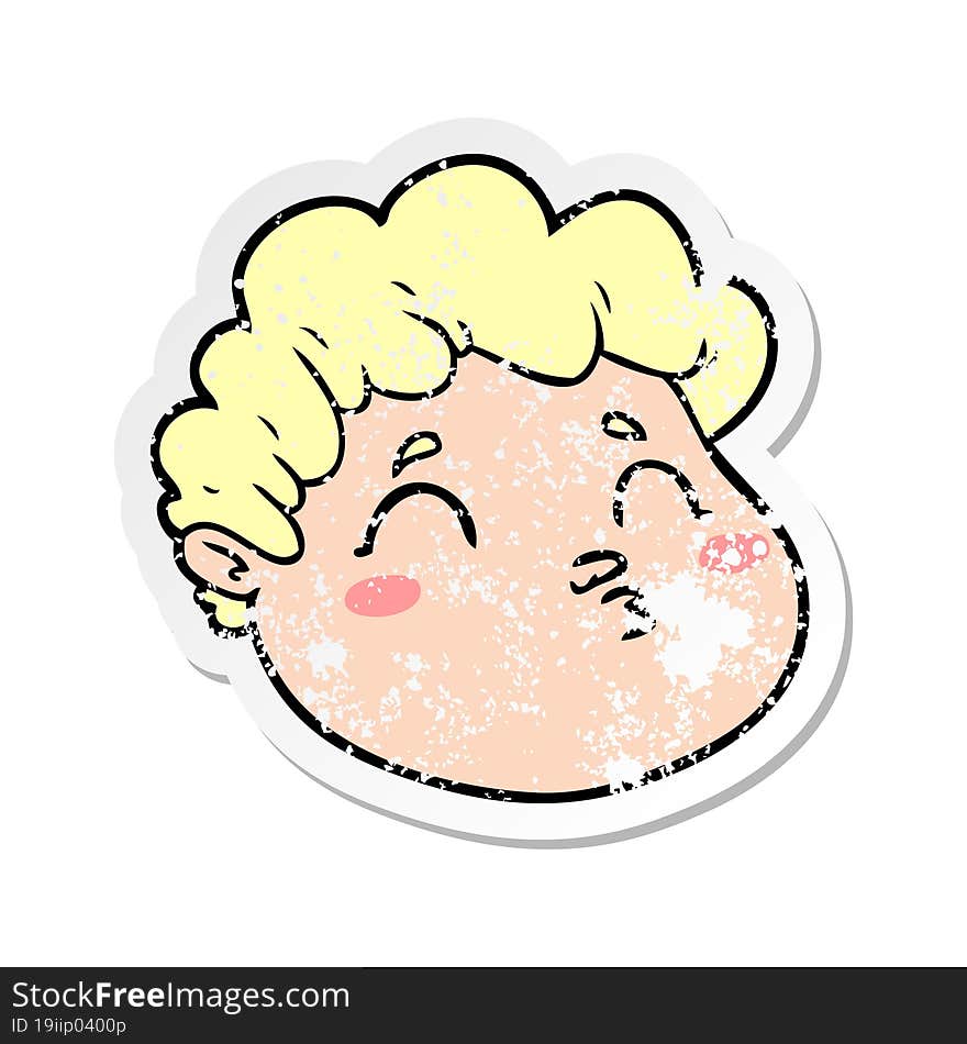 distressed sticker of a cartoon male face