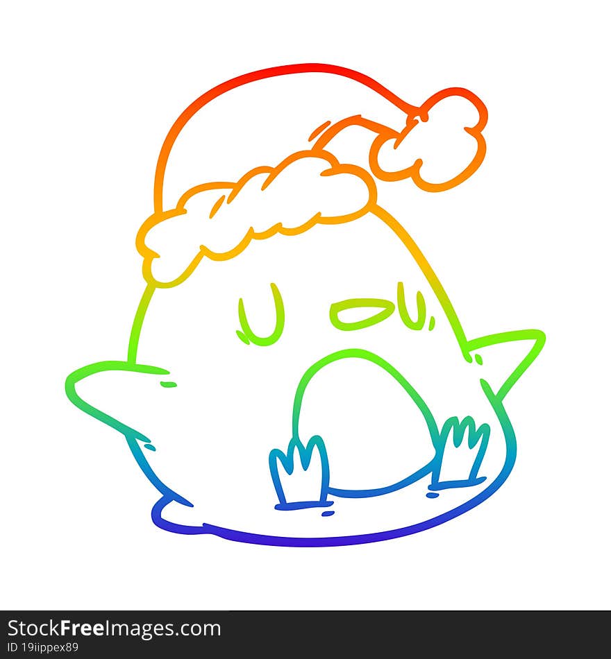 rainbow gradient line drawing cute penguin