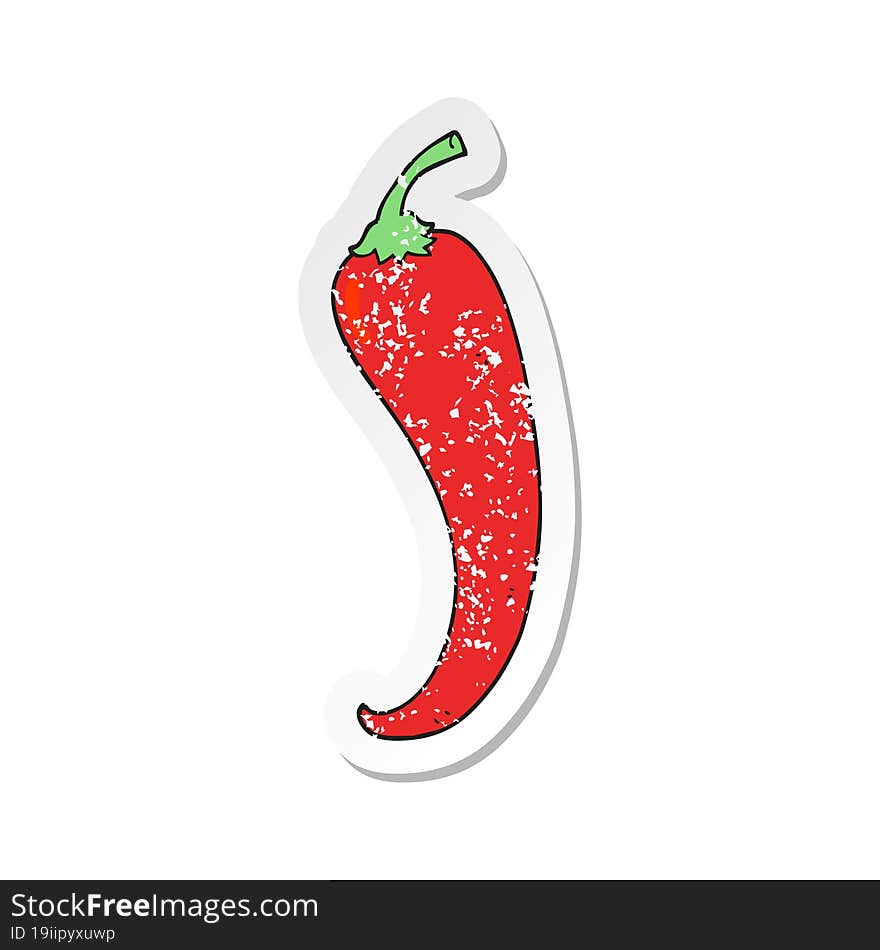 retro distressed sticker of a cartoon chilli pepper