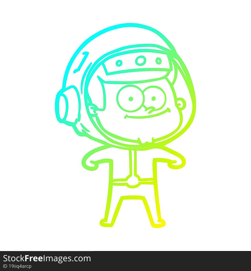 cold gradient line drawing of a happy astronaut cartoon