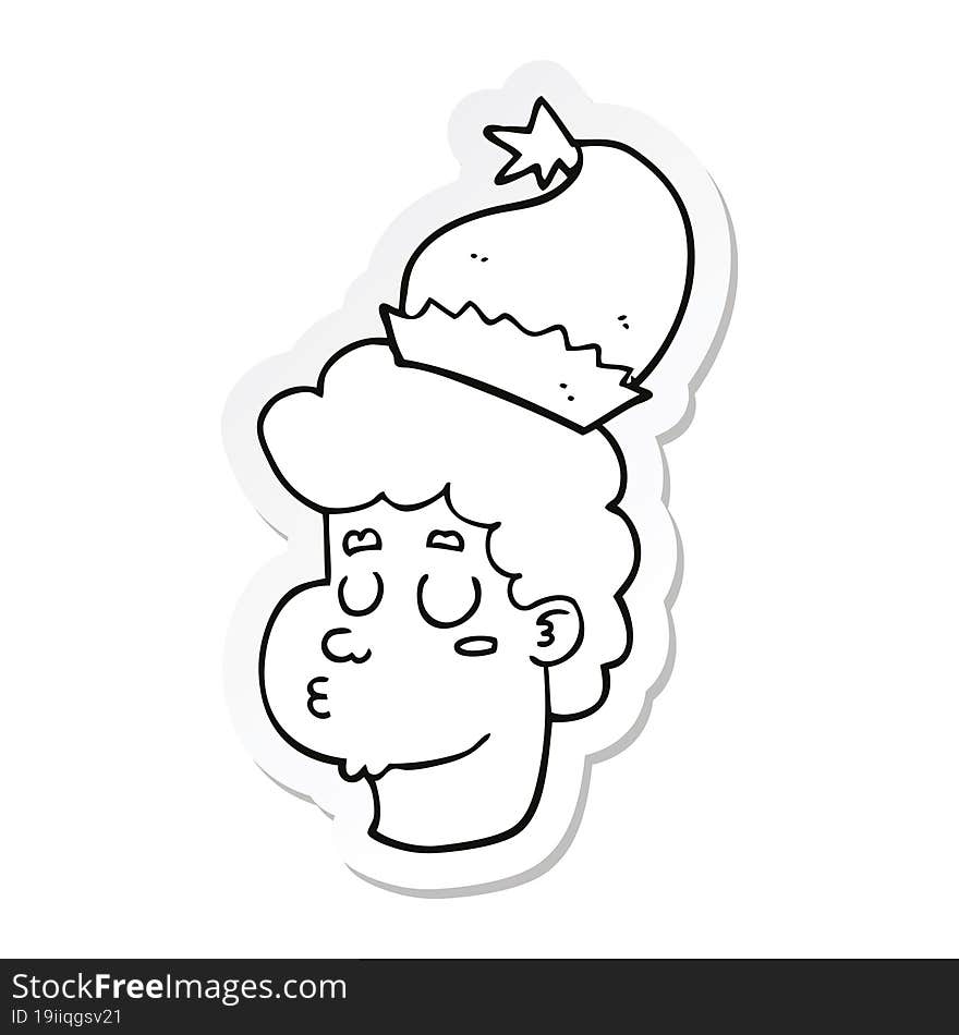 sticker of a cartoon man wearing christmas hat