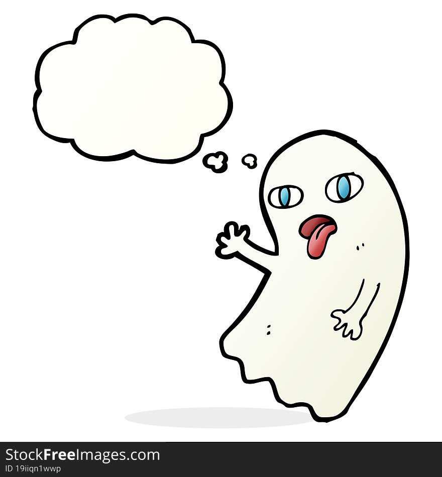 funny cartoon ghost with thought bubble