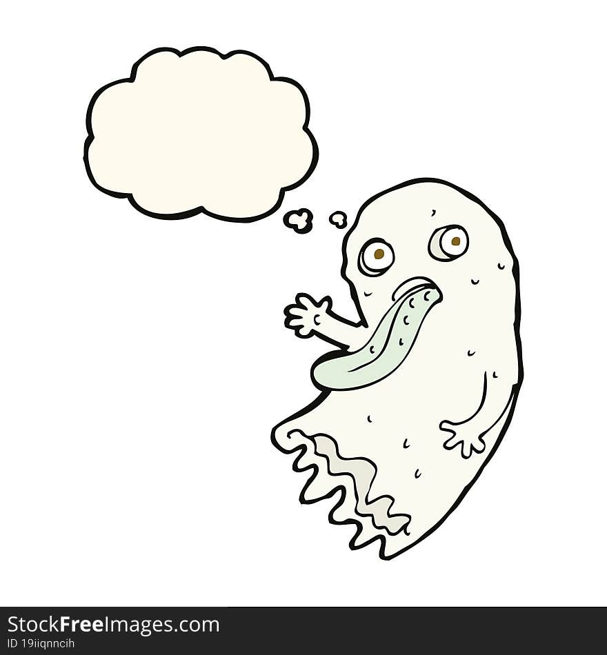 Gross Cartoon Ghost With Thought Bubble