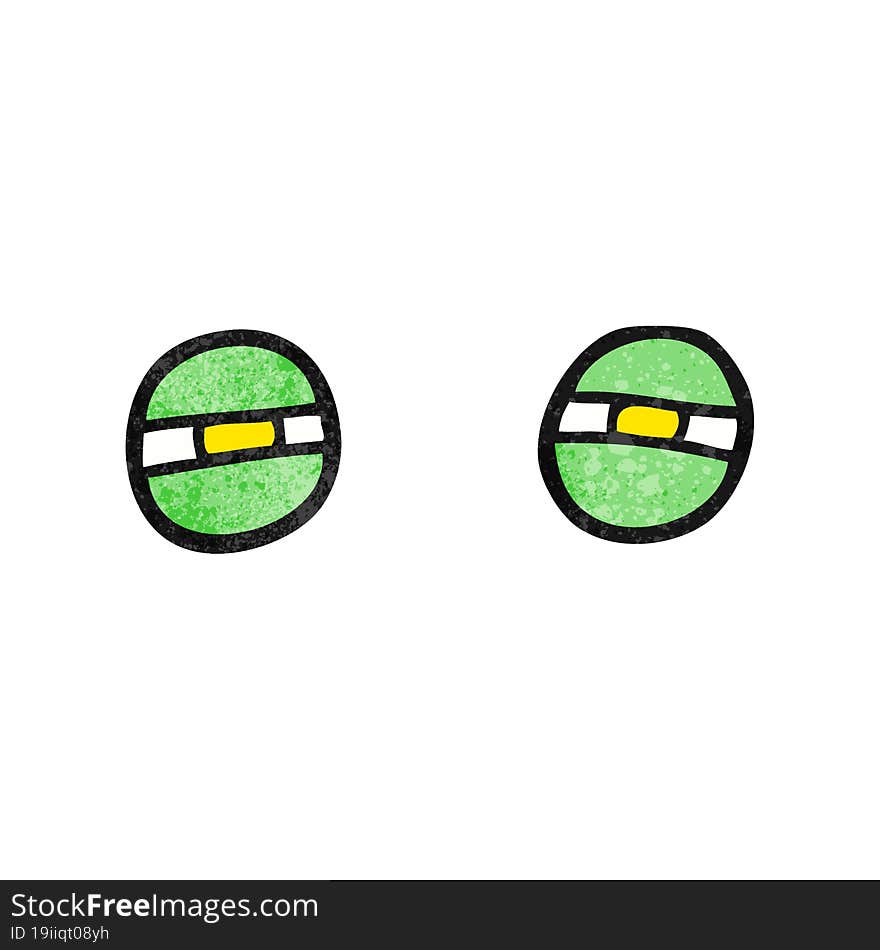 textured cartoon narrowed alien eyes