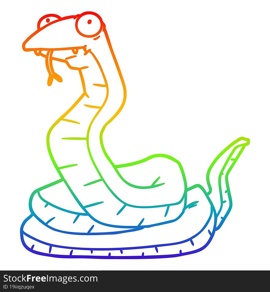 rainbow gradient line drawing cartoon snake