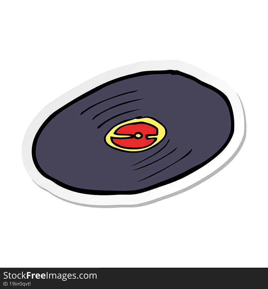 Sticker Of A Cartoon Vinyl Record