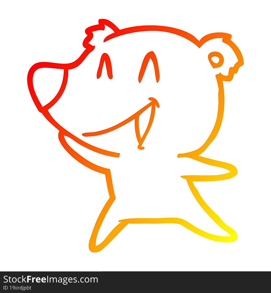 warm gradient line drawing laughing polar bear cartoon