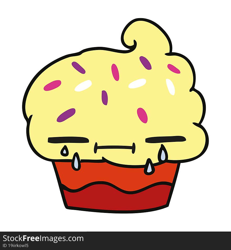 Cartoon Of A Crying Cupcake