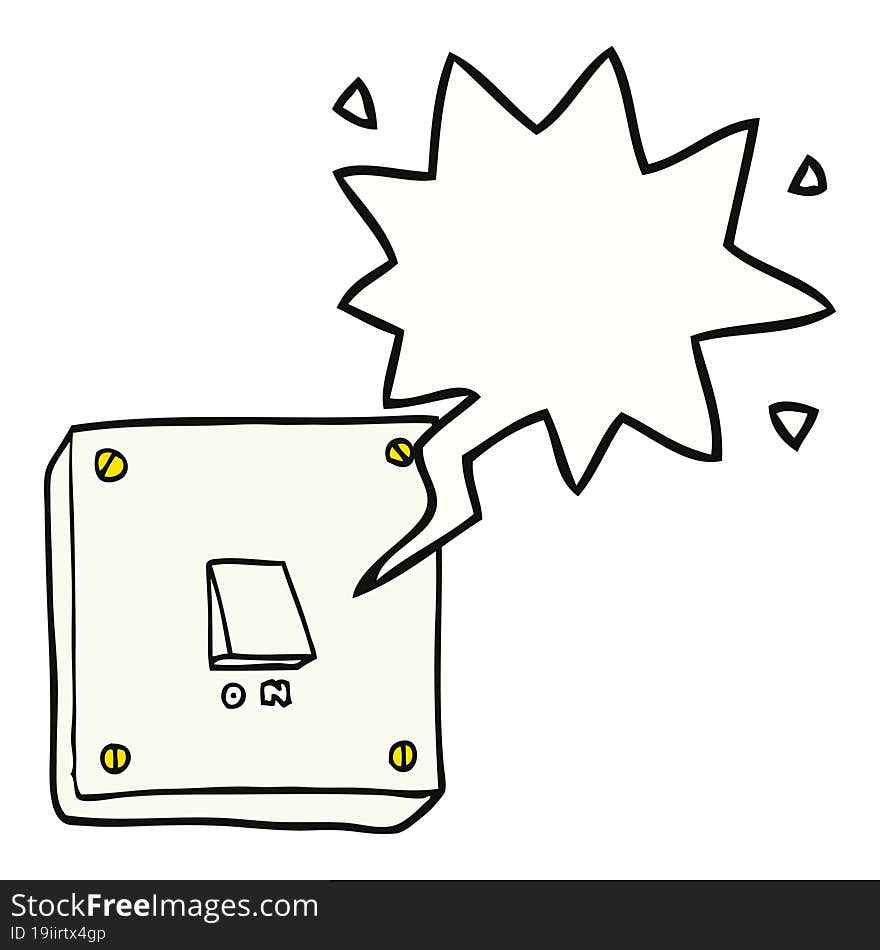 Cartoon Light Switch And Speech Bubble