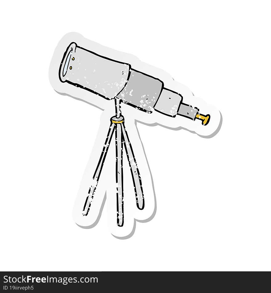 retro distressed sticker of a cartoon telescope