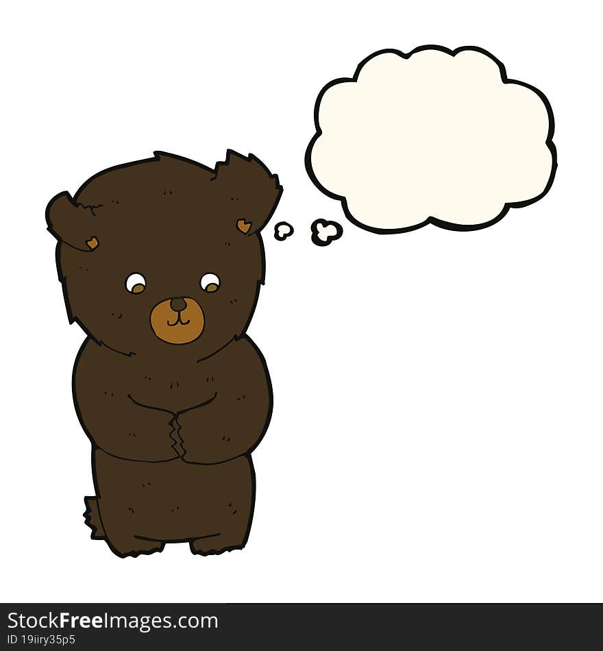 Cute Cartoon Black Bear With Thought Bubble