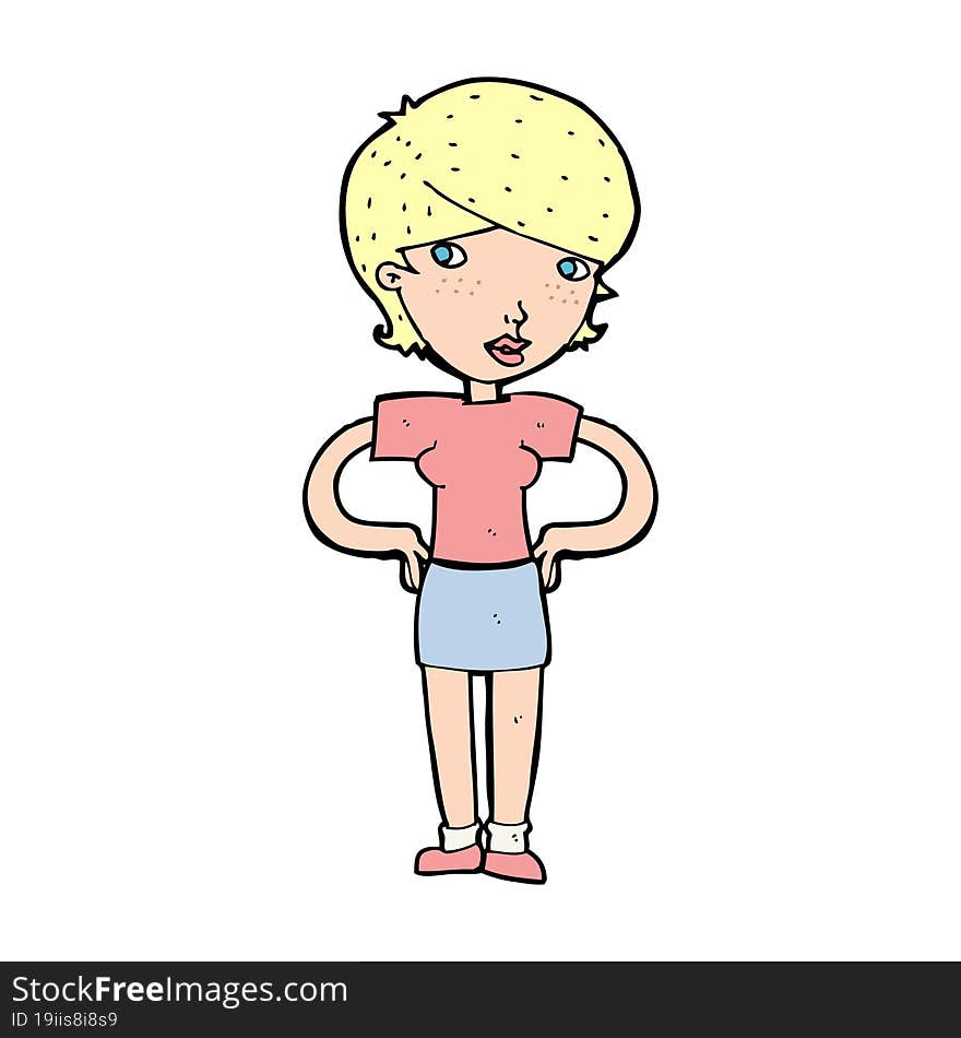 Cartoon Woman With Hands On Hips