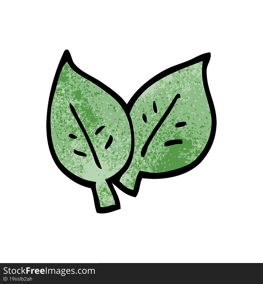 Cartoon Doodle Of Green Leaves