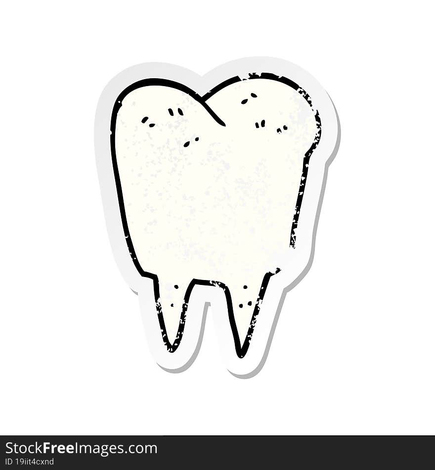 distressed sticker of a cartoon tooth