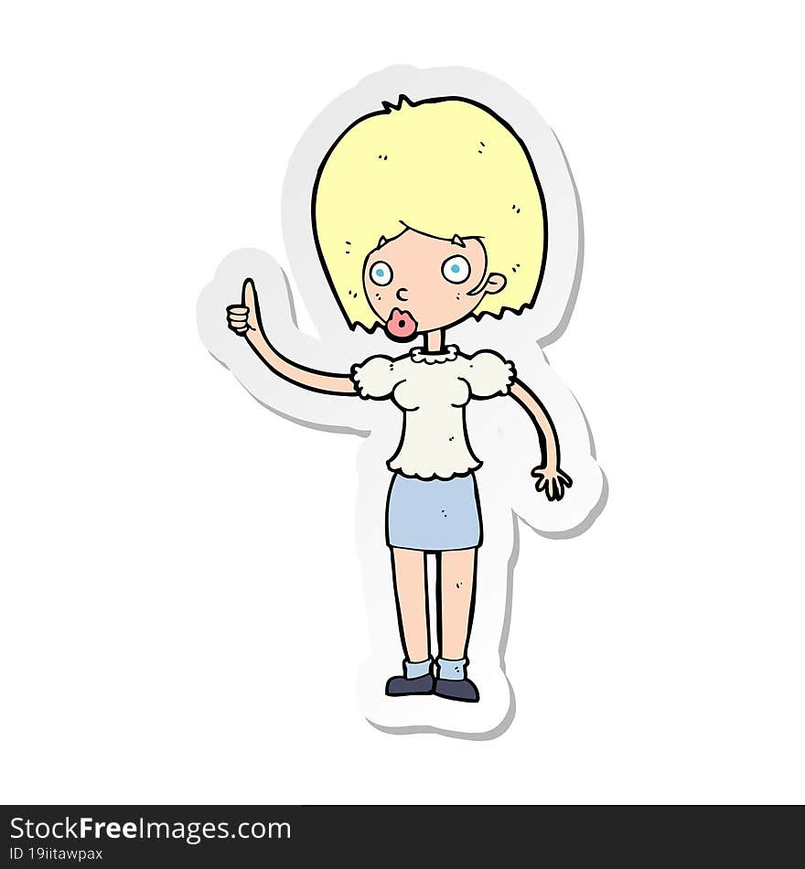 Sticker Of A Cartoon Woman With Idea