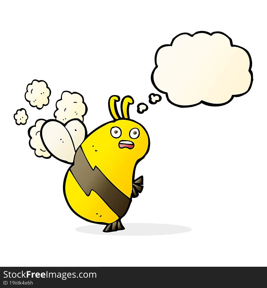 Funny Cartoon Bee With Thought Bubble