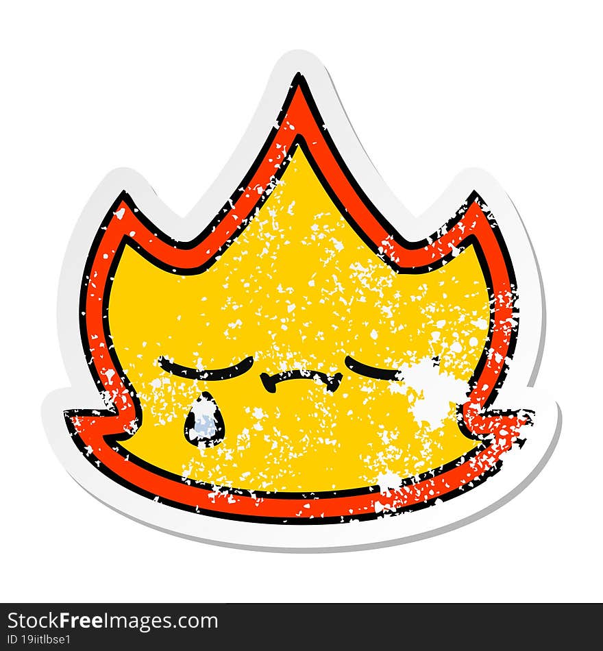 Distressed Sticker Of A Cute Cartoon Fire