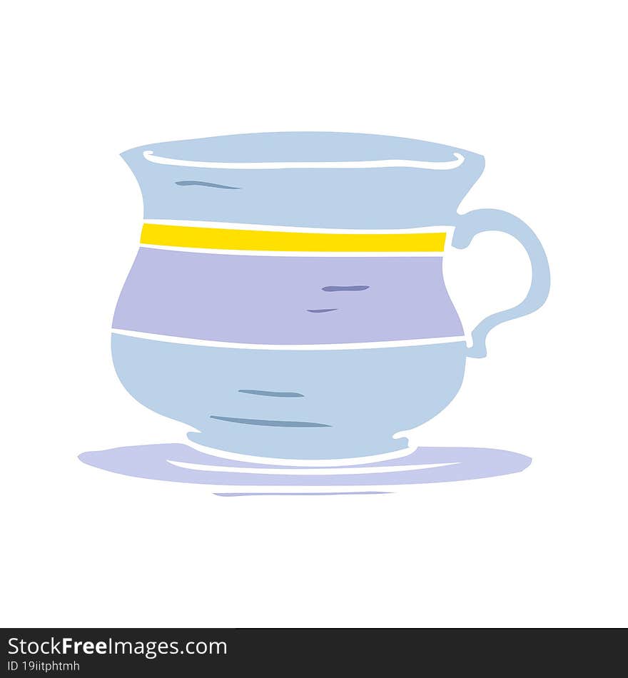 Flat Color Style Cartoon Old Tea Cup