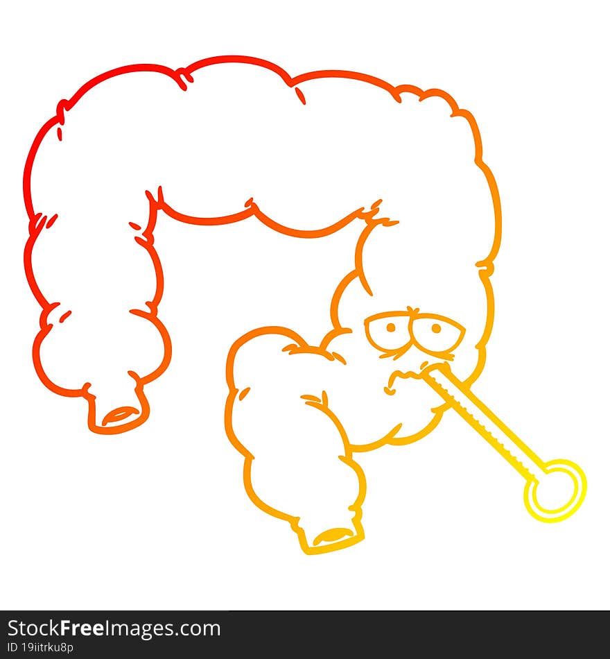 warm gradient line drawing cartoon unhealthy colon