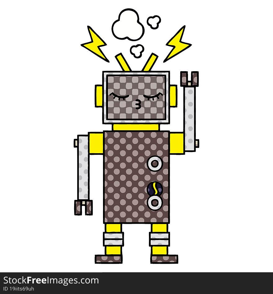 comic book style cartoon robot