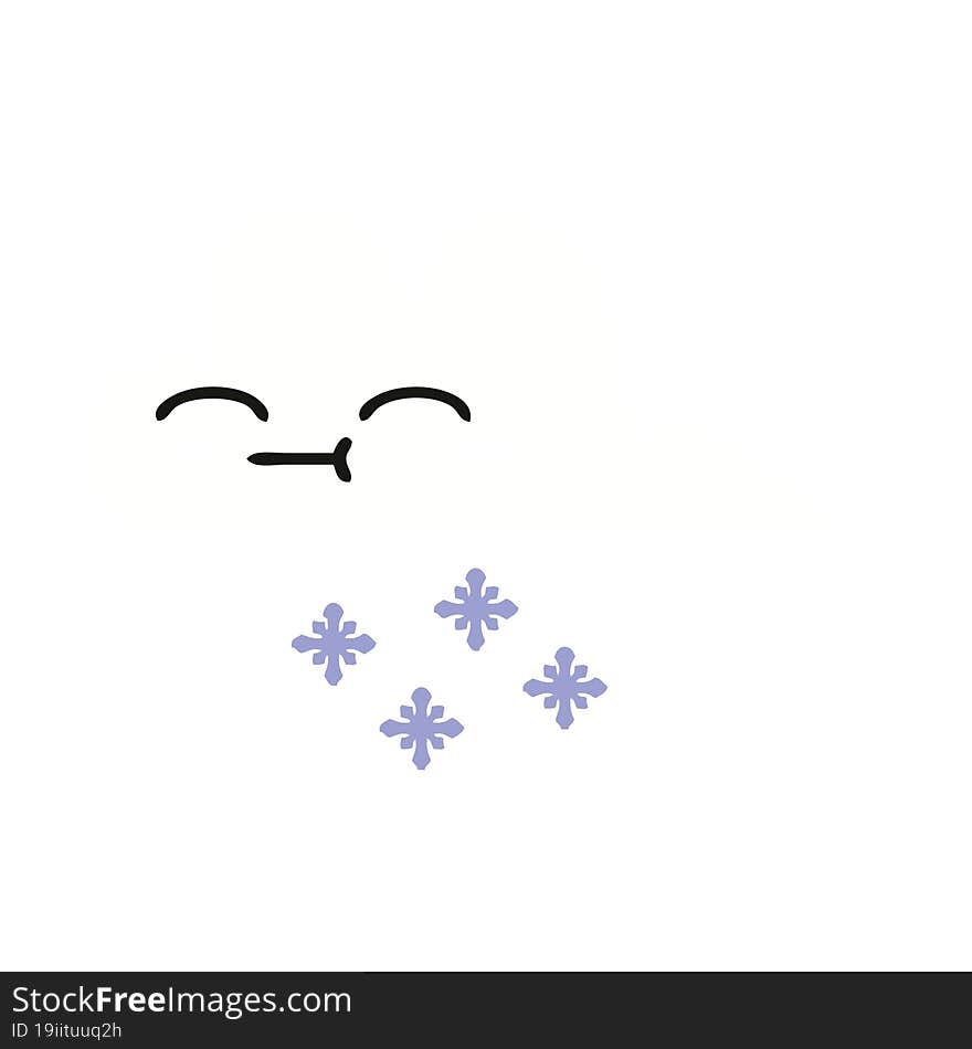 flat color retro cartoon snow cloud